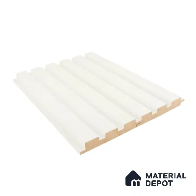 White Plain Colour Louver PN 05200 9 ft x 4.7 inch MDF Panel - 18 mm | Suitable for Feature Wall, TV Unit & Living Room | Width is Subjected to 5% Variation